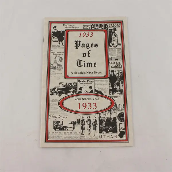1933 'Pages of Time' KardLets Nostalgia Book - News, Ads, Games, Cars