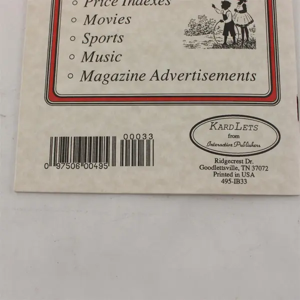 1933 'Pages of Time' KardLets Nostalgia Book - News, Ads, Games, Cars