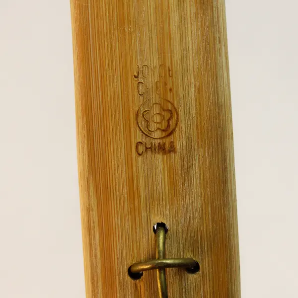 7" Round Brass Spider Strainer Bamboo Handle Used