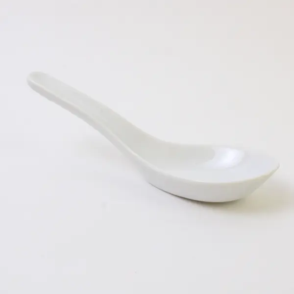 Lot of 6 Porcelain Asian Style Soup Spoons White 