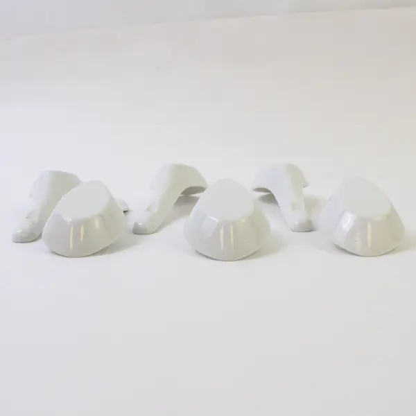 Lot of 6 Porcelain Asian Style Soup Spoons White 