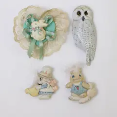 Lot of 4 Rabbit & Owl Refrigerator Magnets Cute Kitchen Decor
