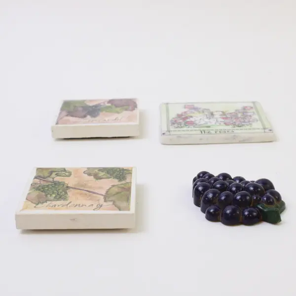 Lot of 4 Wine-Themed Refrigerator Magnets Kitchen Decor