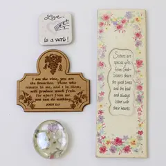 Lot of 4 Refrigerator Magnets Floral & Inspirational Christian Sister John 15:5