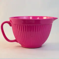 Pink Melamine Ribbed Batter Bowl with Handle - Mixing Bowl