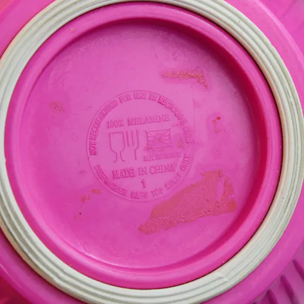 Pink Melamine Ribbed Batter Bowl with Handle - Mixing Bowl