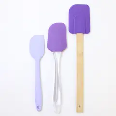 Lot of 3 Purple Silicone Spatulas 12, 10 & 8.5 in Heat-Resistant