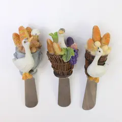 Lot of 3 Geese Cheese Spreaders Serving Utensils 5in Used