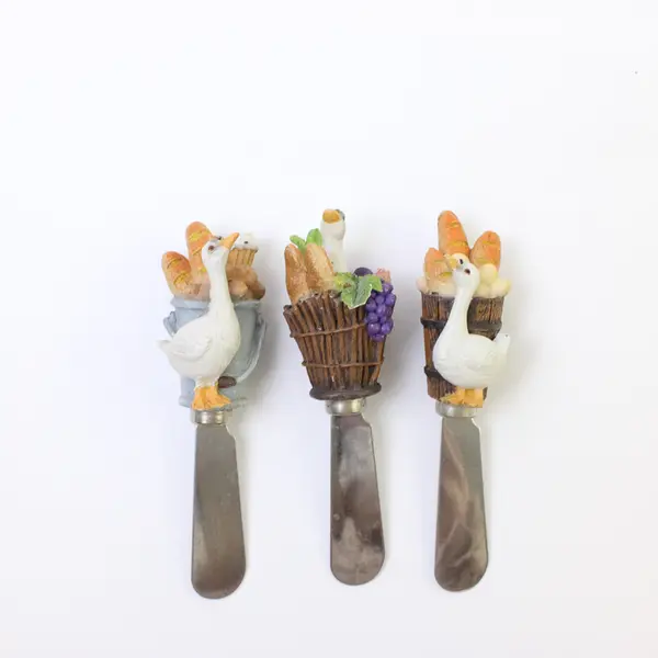 Lot of 3 Geese Cheese Spreaders Serving Utensils 5in Used