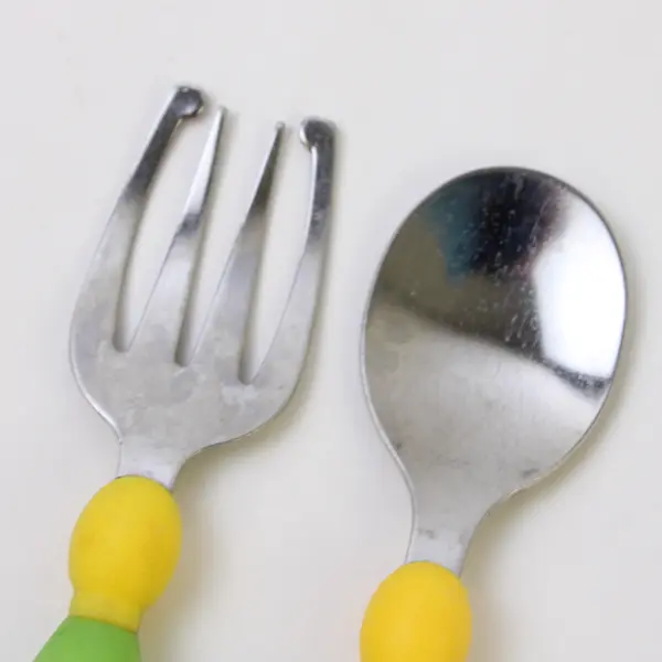 Gerber Graduates Safety Fork & Spoon Set Toddler Utensils Green Yellow