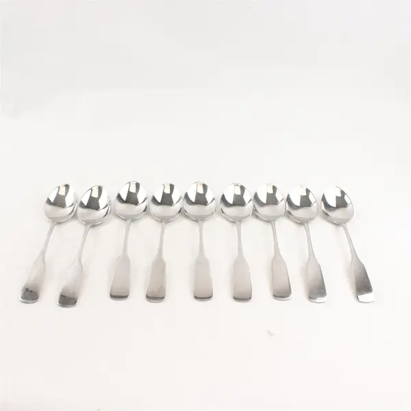 Lot of 9 WMF Flatware Pilgrim Stainless Steel Glossy Dining Soup Spoons
