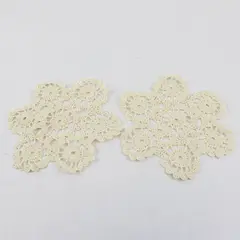 Set of 2 Vintage Handmade Off-White Doilies 7"