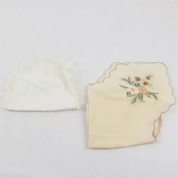 Lot of 5 Vintage Embroidered and Crocheted Table Linens DIY Fabric Upcycling