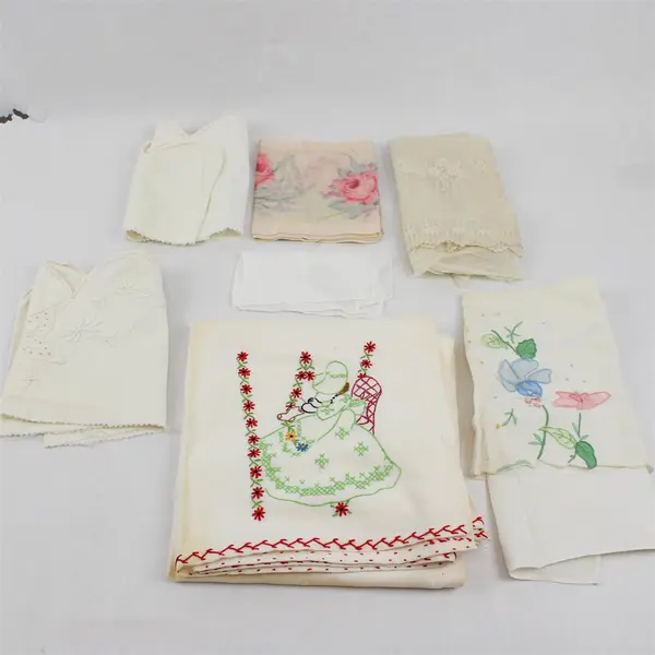 Lot of 7 Vintage Fabric Scraps DIY Upcycling Crafts Flawed