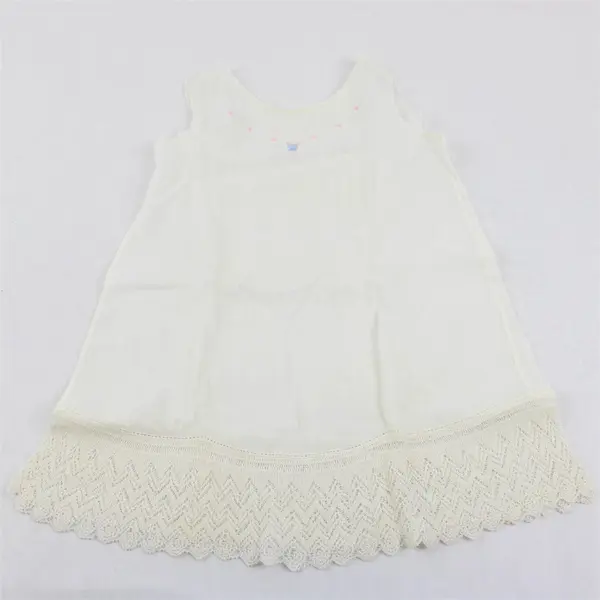 Vintage Floral Embroidered Sheer White Sleeveless Baby Gown Flawed