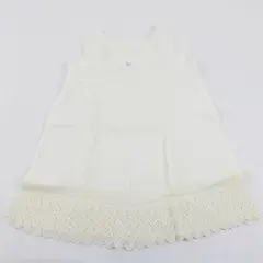 Vintage Floral Embroidered Sheer White Sleeveless Baby Gown Flawed