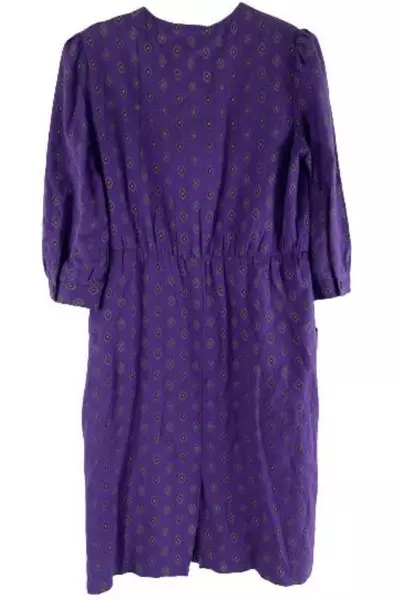 Vintage Whirlaway Purple Dress Women's Size 14 Short Sleeves Pockets Frock