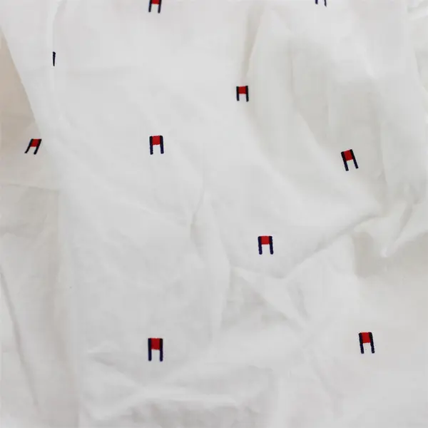 Tommy Hilfiger Logo Print White Cotton Twin XL Fitted Sheet