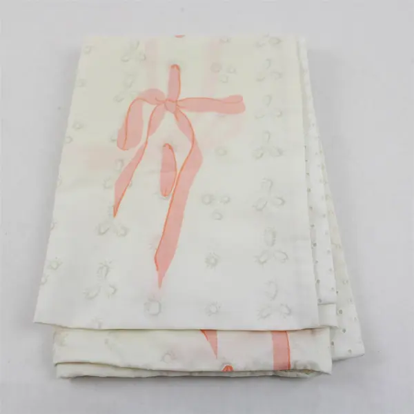 Vintage Bill Blass Springmaid White and Pink Cutwork King Pillowcase Flawed