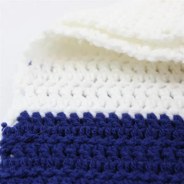 Handmade Red White and Blue Banded Throw Blanket 60" x 90"