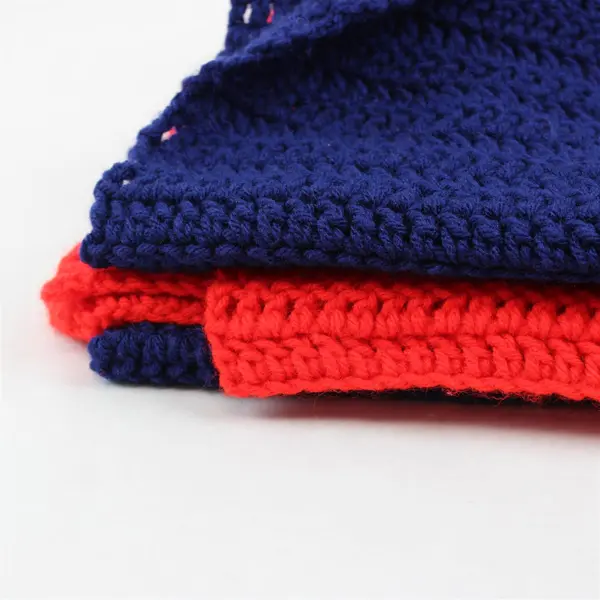 Handmade Red White and Blue Banded Throw Blanket 60" x 90"