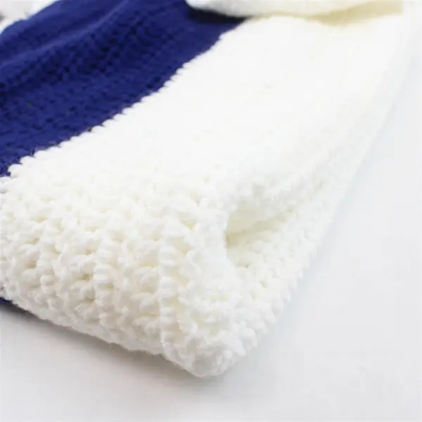 Handmade Red White and Blue Banded Throw Blanket 60" x 90"