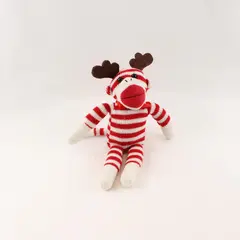 Galerie 10" Red & White Stripped Sock Monkey - Christmas Theme