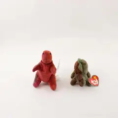 Lot of 2 TY Teenie Beanie Babies 1999 T-Rex and Stegosaurus Beanie Babies w/Tags