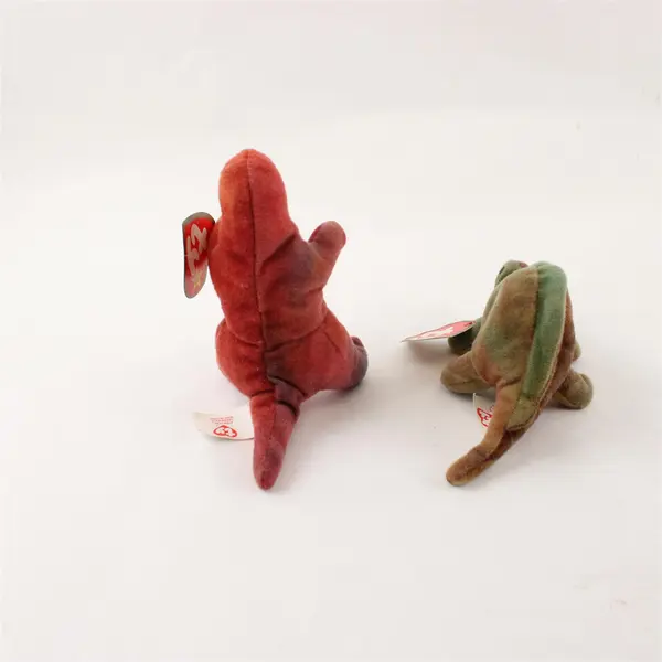 Lot of 2 TY Teenie Beanie Babies 1999 T-Rex and Stegosaurus Beanie Babies w/Tags
