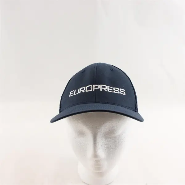 Mesh Flexfit Dark Blue Hat  - Embroidered with "Europress" in White Lettering