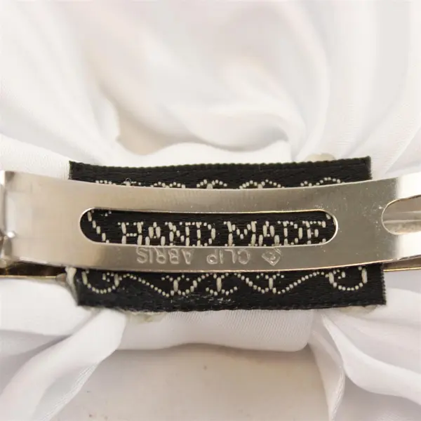 Handmade White Oversized Hair Bow Spring Clip Large Ribbon with Long Tails