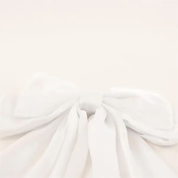 Handmade White Oversized Hair Bow Spring Clip Large Ribbon with Long Tails