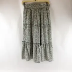 Very J Women's S Floral Green & White Tiered Elastic Waistband Maxi Skirt