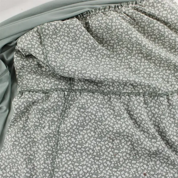 Very J Women's S Floral Green & White Tiered Elastic Waistband Maxi Skirt