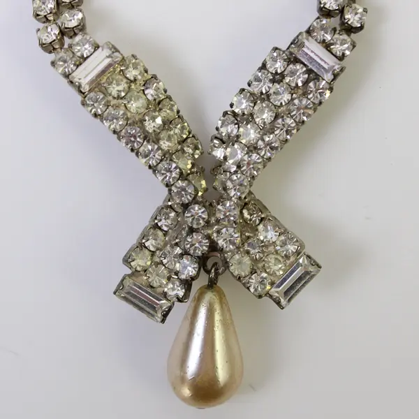 Lot of 3 Vintage Necklaces with Stones, Silver-Tone, One With Pearl