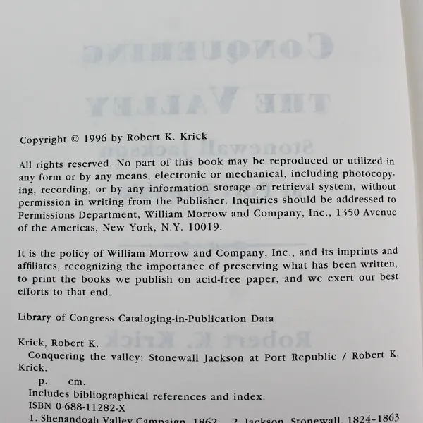 Conquering the Valley Stonewall Jackson at Port Republic Robert Krick HC DJ 1996