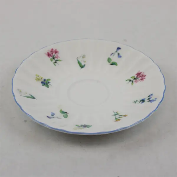 Royal Tuscan Fine Bone China Saucer White Blue Floral Trim