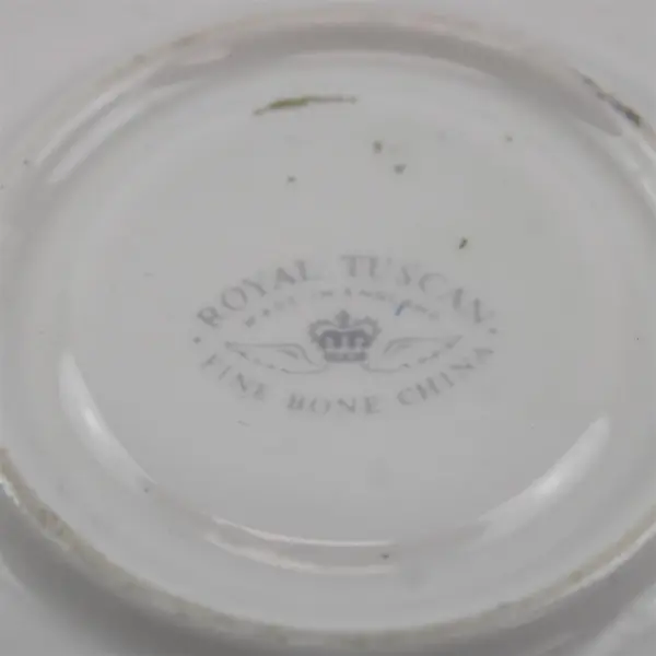 Royal Tuscan Fine Bone China Saucer White Blue Floral Trim