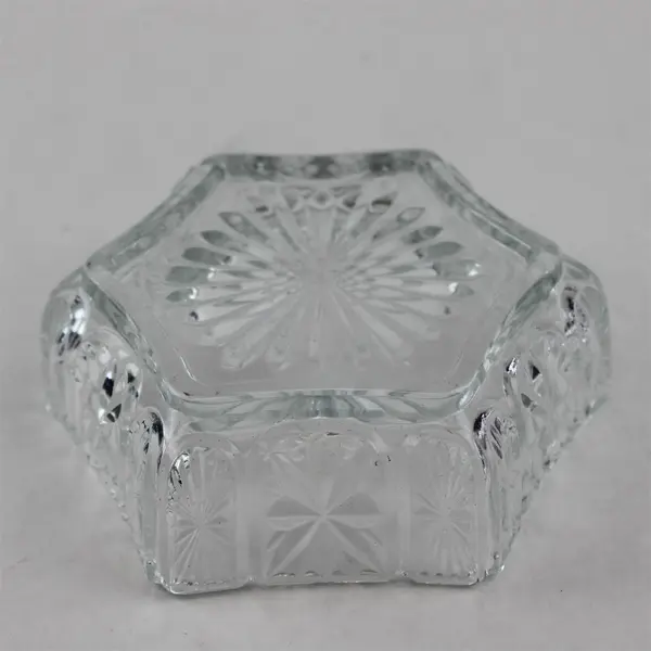 Avon Fostoria Hexagon Cut Glass Candy Nut Dish 6in Clear
