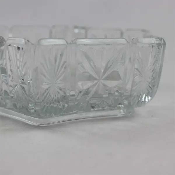 Avon Fostoria Hexagon Cut Glass Candy Nut Dish 6in Clear