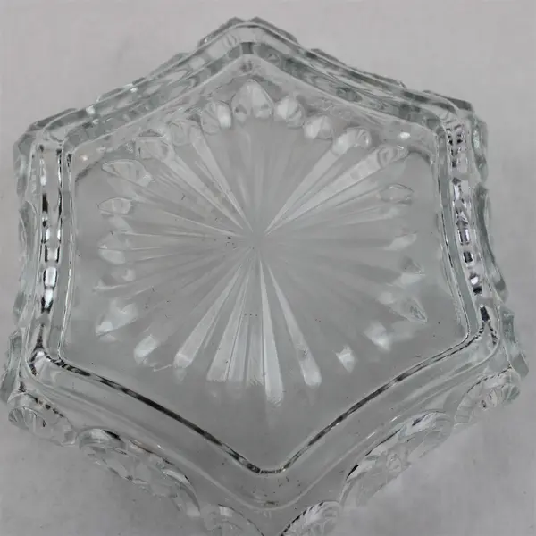 Avon Fostoria Hexagon Cut Glass Candy Nut Dish 6in Clear