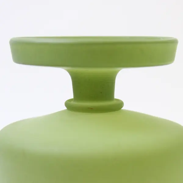 Vintage Matte Green Footed Vase Mid-Century Silhouette 6in
