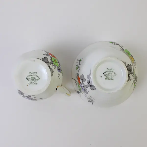 Plant Tuscan China Creamer & Open Sugar Bowl Floral Vintage Cream Sugar