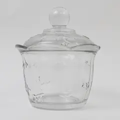Vintage Anchor Hocking Savannah Clear Glass Sugar Bowl Floral Pattern
