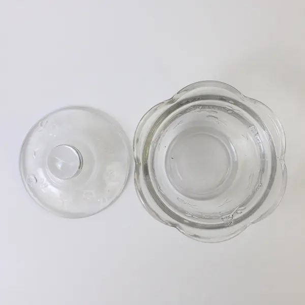Vintage Anchor Hocking Savannah Clear Glass Sugar Bowl Floral Pattern