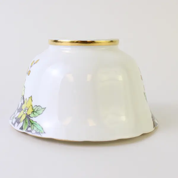Vintage Tuscan Fine Bone China Demitasse Cup Yellow Floral Gold Trim