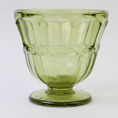 Vintage Green Pressed Glass Footed Bowl Candy Dish 4.25in