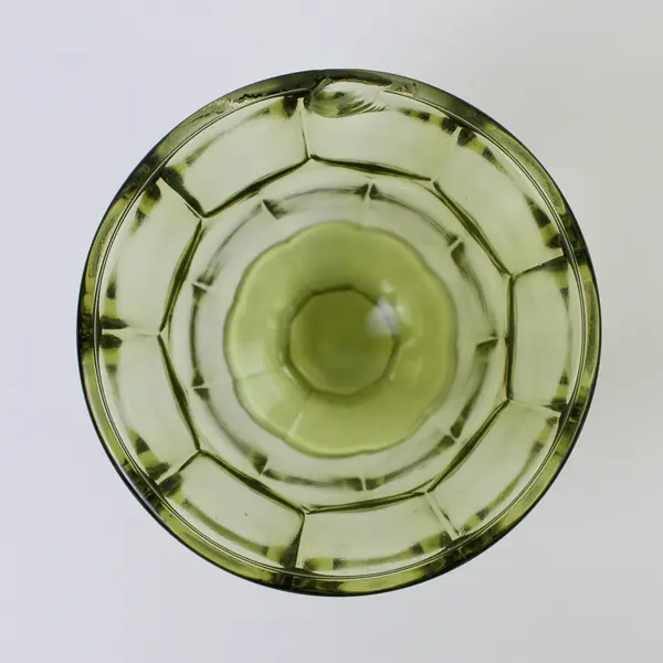 Vintage Green Pressed Glass Footed Bowl Candy Dish 4.25in