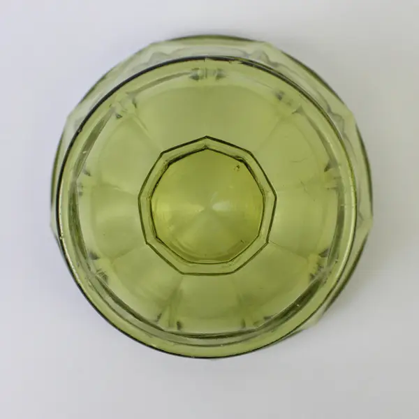 Vintage Green Pressed Glass Footed Bowl Candy Dish 4.25in
