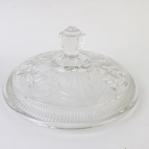 Vintage Avon Pressed Glass Powder Jar Candy Dish w/ Lid Clear